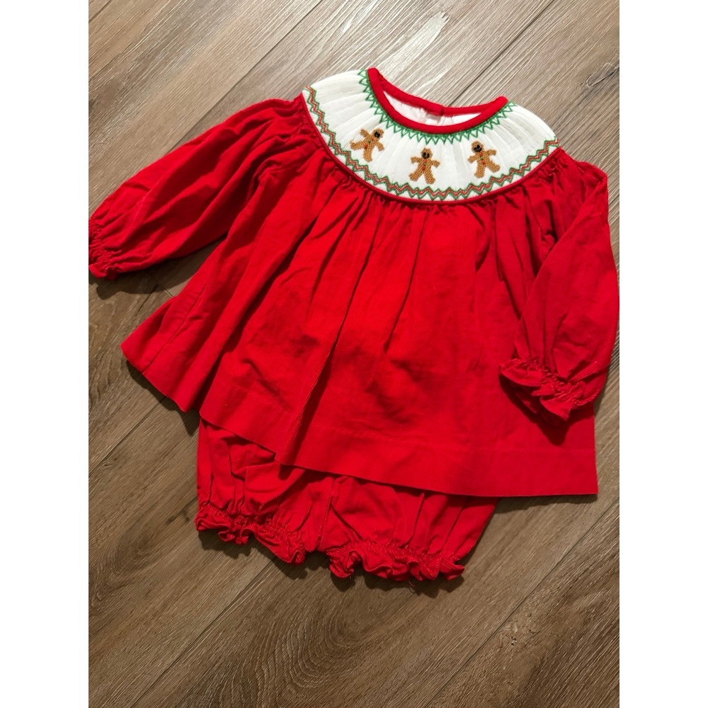Stitchy Fish 24m Smocked Gingerbread Bloomer Set